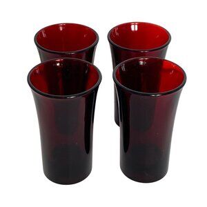 Anchor Hocking Royal Ruby 1.5 Oz Shot Whiskey Glasses Slender 3in Vtg Barware
